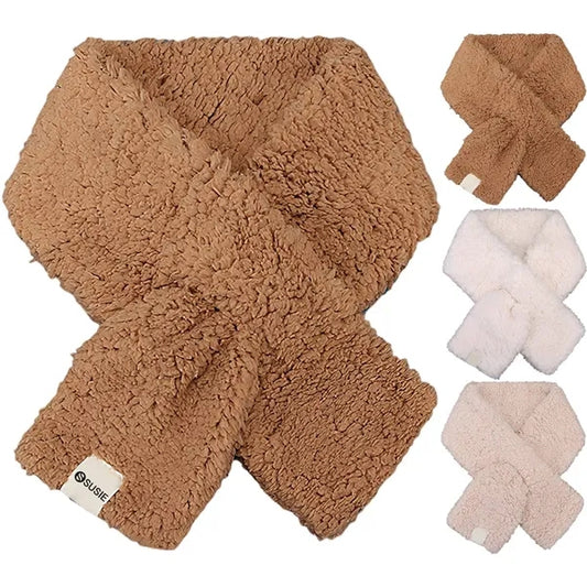 Winter Soft Lamb Wool Neck Warmer Scarf