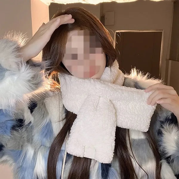 Winter Soft Lamb Wool Neck Warmer Scarf