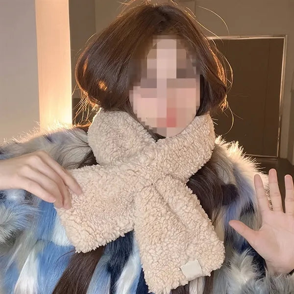 Winter Soft Lamb Wool Neck Warmer Scarf