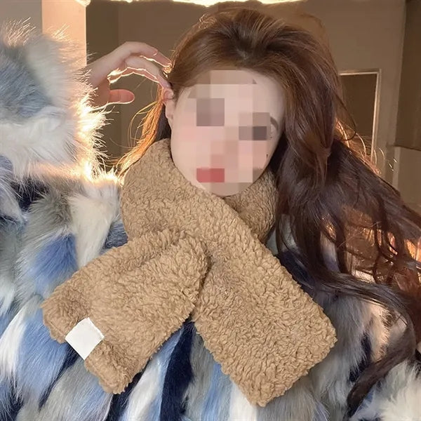 Winter Soft Lamb Wool Neck Warmer Scarf