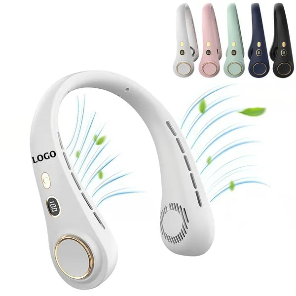 Cooling Neck Fan With Display, USB Rechargeable & Bladeless
