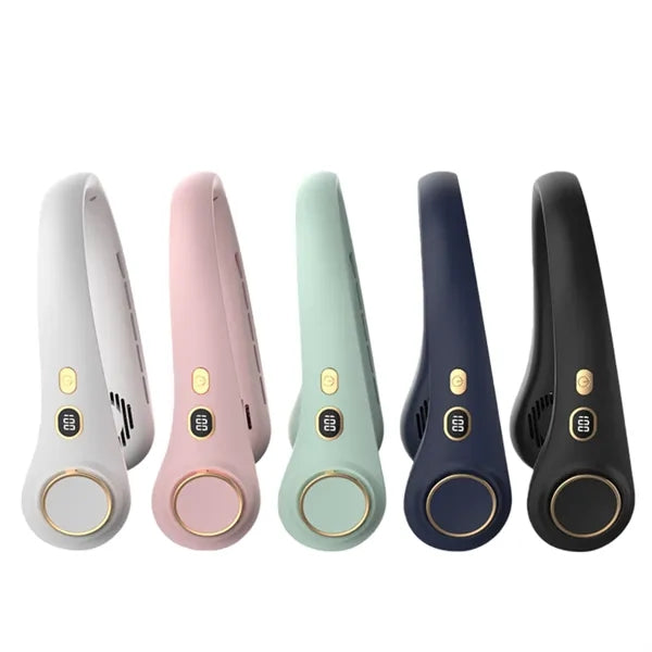 Cooling Neck Fan With Display, USB Rechargeable & Bladeless