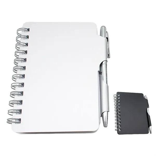 Aluminum Cover Spiral Notebook w/ Pen