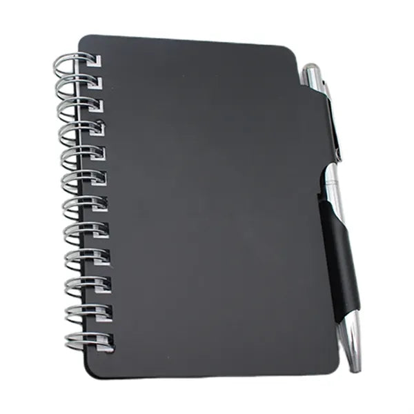 Aluminum Cover Spiral Notebook w/ Pen
