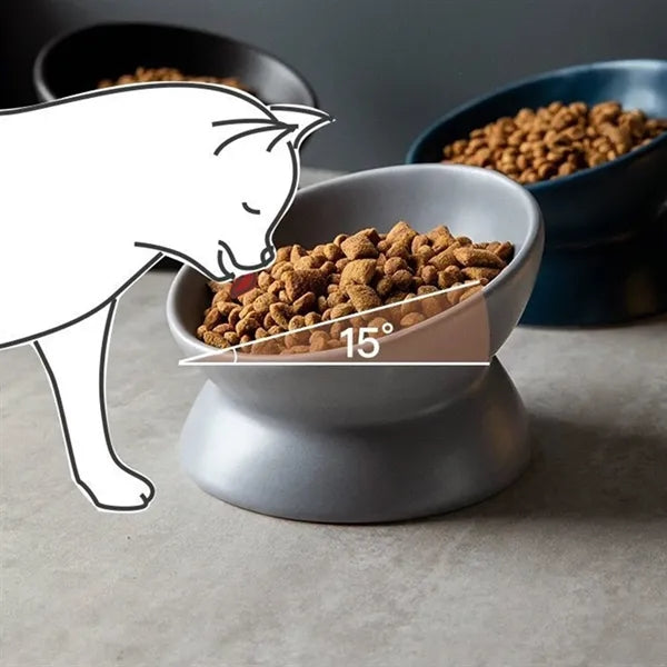 Raised Ceramic Pet Food Bowl
