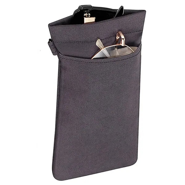 PU Leather Two Pocket Eyeglass Pouch w/ Carrying Strap