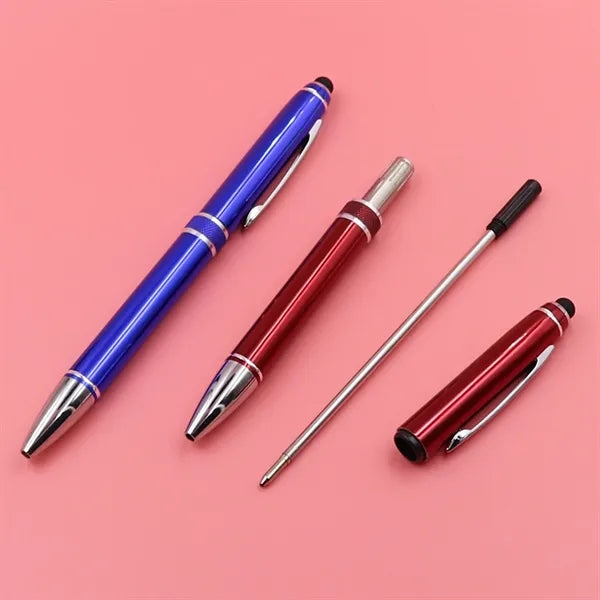 2 in 1 Twist Action Business Aluminum Ballpoint Pen w/Stylus
