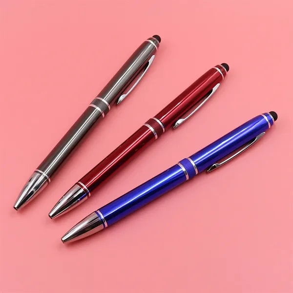 2 in 1 Twist Action Business Aluminum Ballpoint Pen w/Stylus