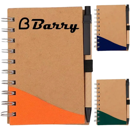 A5 Hardcover Spiral Lined Notebook w/ Pen