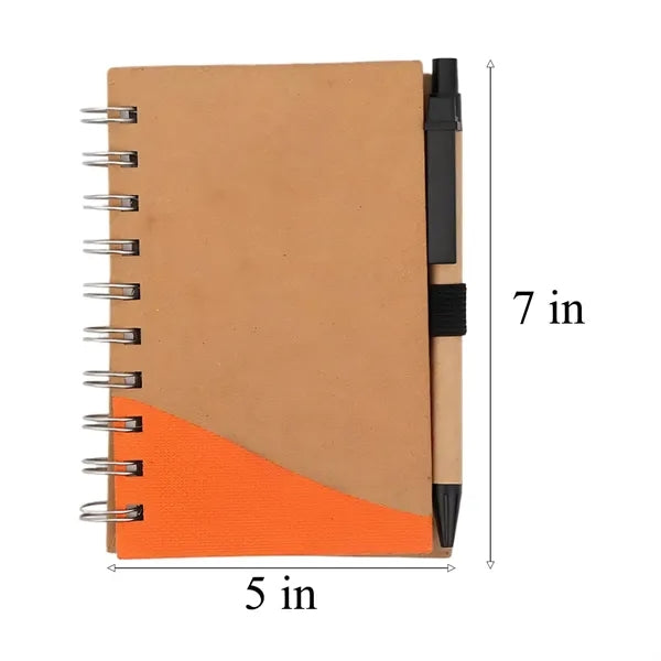 A5 Hardcover Spiral Lined Notebook w/ Pen