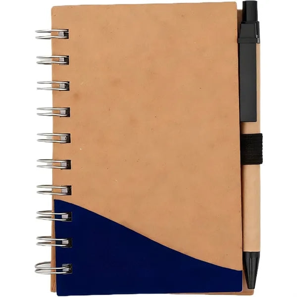 A5 Hardcover Spiral Lined Notebook w/ Pen