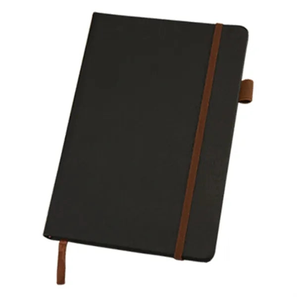 A5 PU Leather Wood Grain Notebook w/ Pen Holder