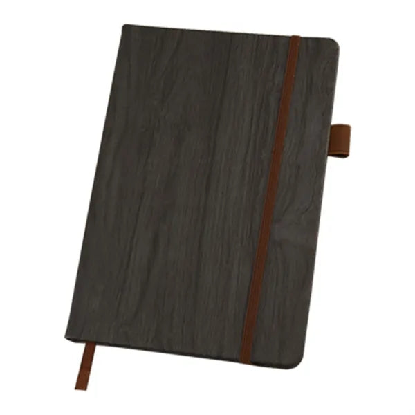 A5 PU Leather Wood Grain Notebook w/ Pen Holder