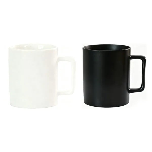 14oz. Ceramic Mug with Square Handle for Coffee and Tea Use