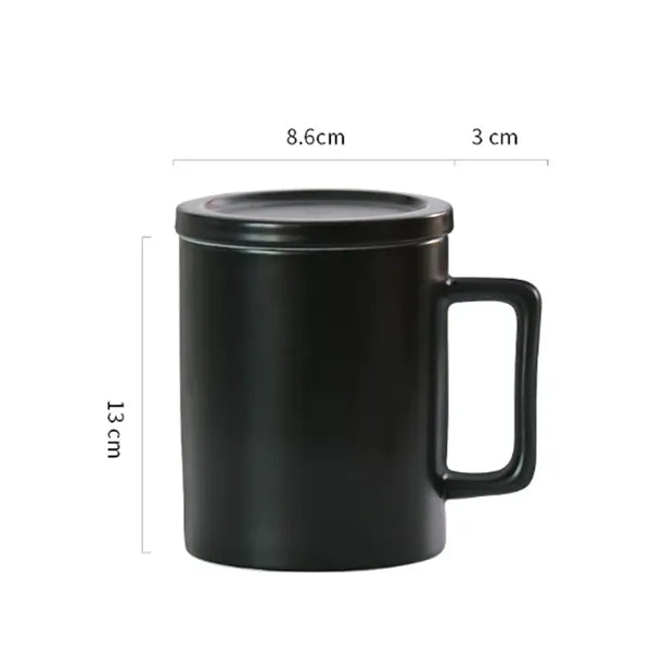 14.5oz Ceramic Mug w/ Lid Square Handle Drinkware