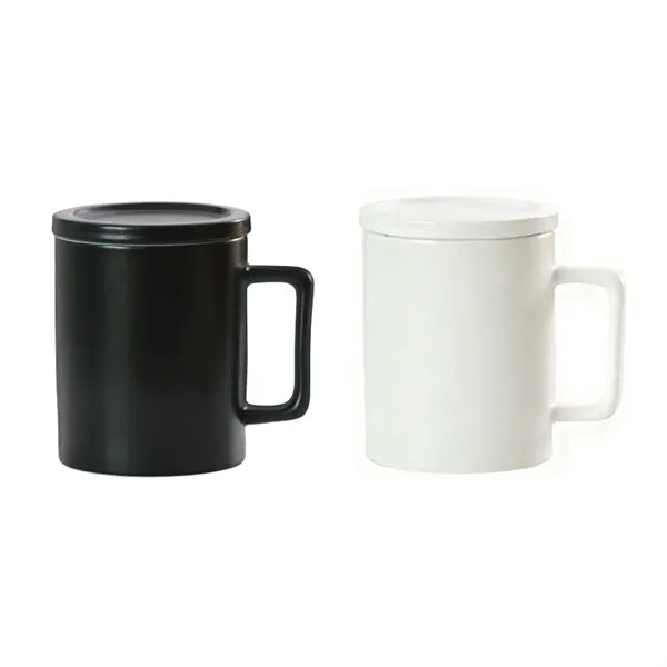 14.5oz Ceramic Mug w/ Lid Square Handle Drinkware
