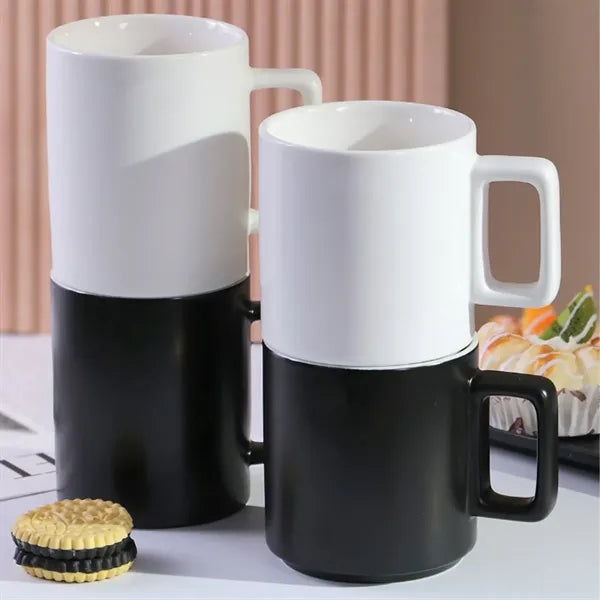 14.5oz Ceramic Mug w/ Lid Square Handle Drinkware