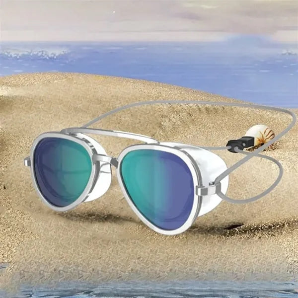 Retro Glacier Sunglasses W/ Side Shields & Secure Neck Cord