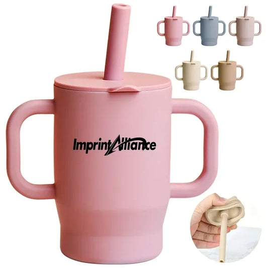 7oz. Silicone Baby Training Cup w/ Straw Lid & Dual Handles