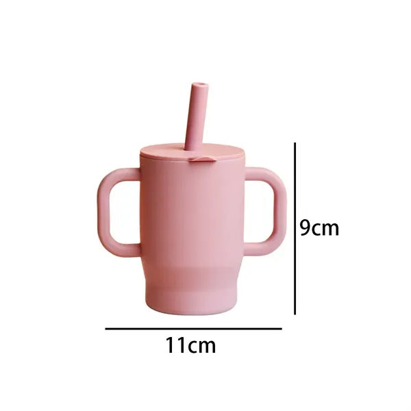 7oz. Silicone Baby Training Cup w/ Straw Lid & Dual Handles