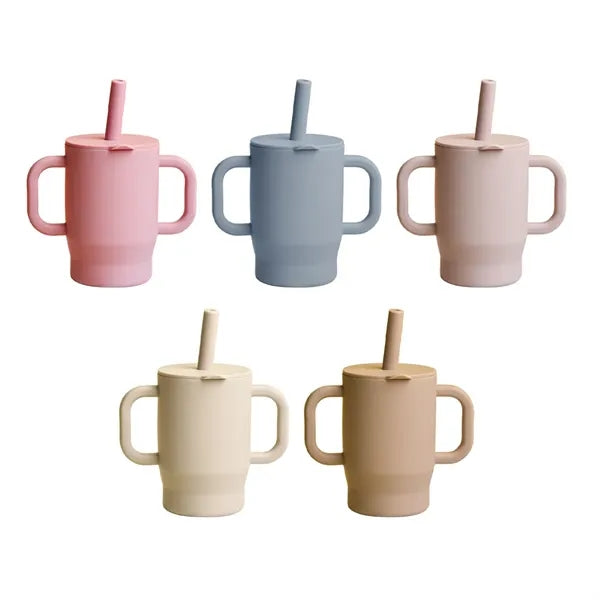 7oz. Silicone Baby Training Cup w/ Straw Lid & Dual Handles