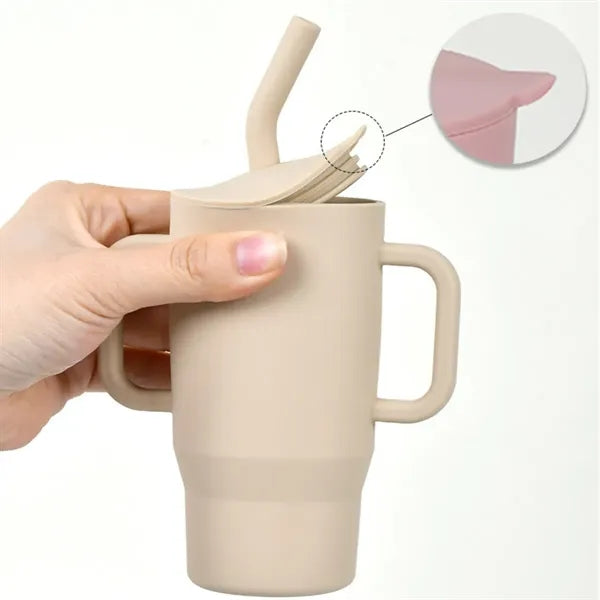 7oz. Silicone Baby Training Cup w/ Straw Lid & Dual Handles