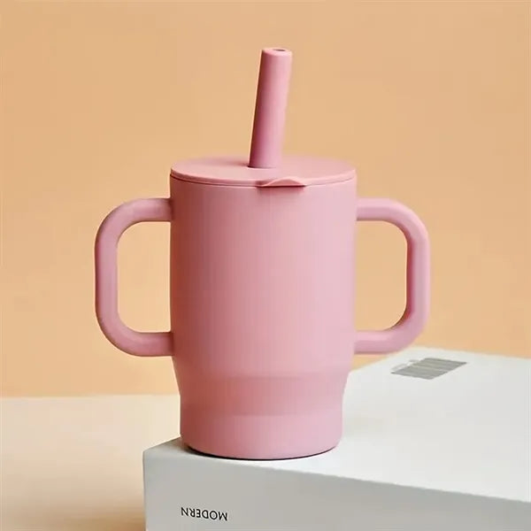 7oz. Silicone Baby Training Cup w/ Straw Lid & Dual Handles