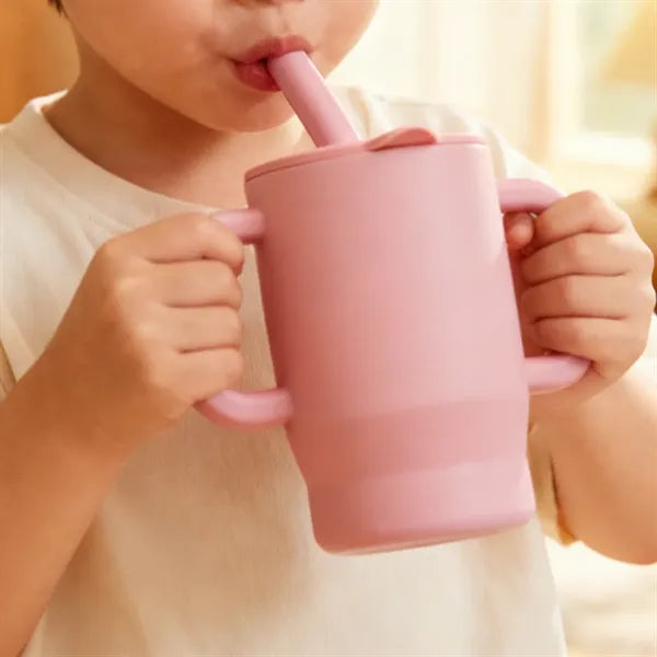 7oz. Silicone Baby Training Cup w/ Straw Lid & Dual Handles