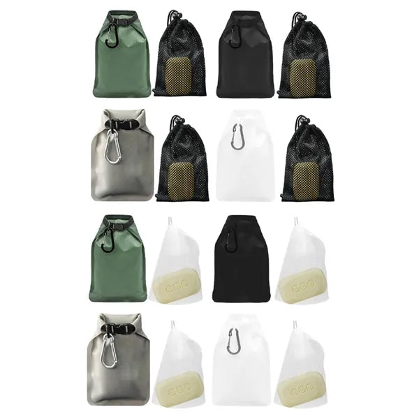 Waterproof Travel Soap Bar Case Pouch W/ Mesh Saver Bag Set