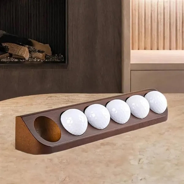 Executive Wooden 5-Ball Golf Display Rack Stand