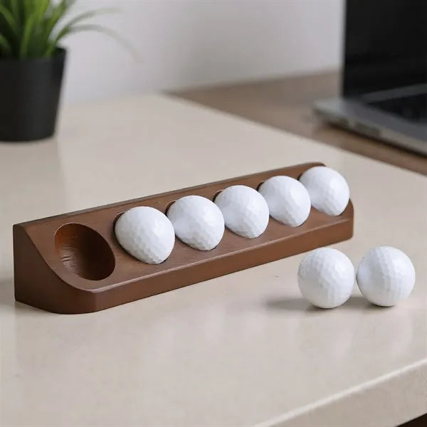 Executive Wooden 5-Ball Golf Display Rack Stand