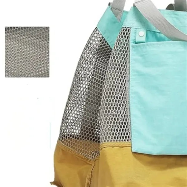 Large Reinforced Mesh Beach Tote Bag With Canvas Bottom