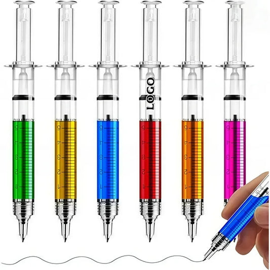 MOQ Retractable Syringe Fun Multi Color Novelty Pen
