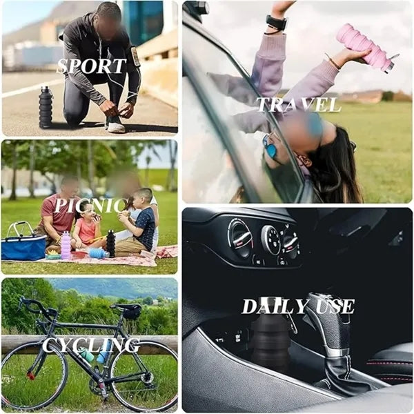 Oz Reuseable BPA Free Silicone Foldable Water Bottle