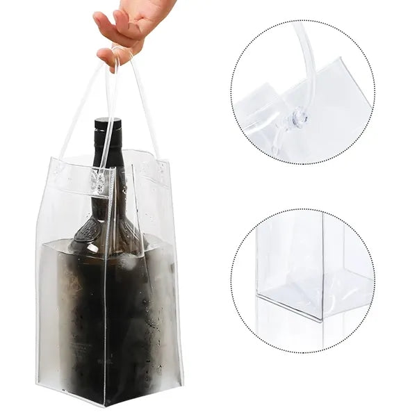 Portable Leakproof Clear PVC Wine Chiller Ice Bag