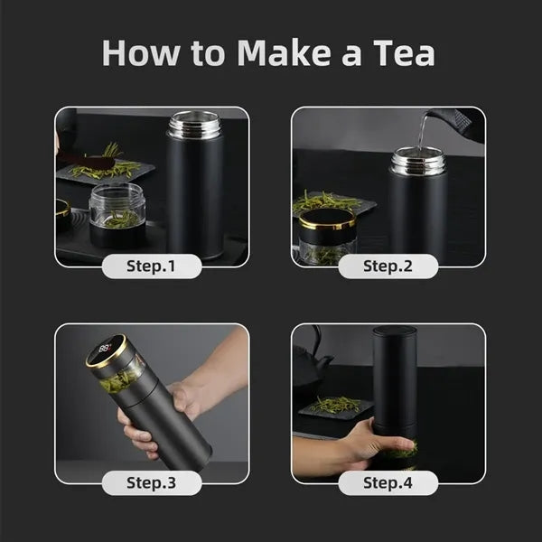 15oz Stainless Steel Travel Mug LED Temp Display Bottle