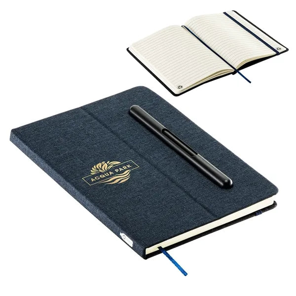 Boardroom Hardcover Journal with Built-In Phone Stand and Pe