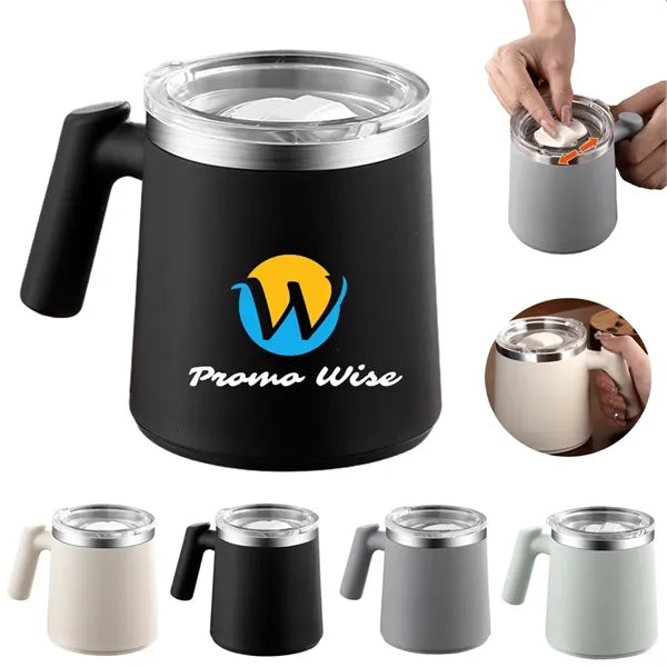 304 Stainless Steel Double-Layer Anti-Scalding Mug With Lid