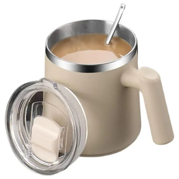 304 Stainless Steel Double-Layer Anti-Scalding Mug With Lid