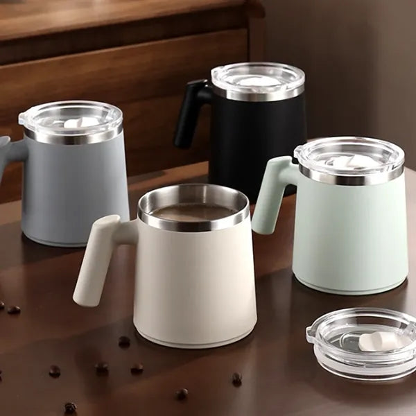 304 Stainless Steel Double-Layer Anti-Scalding Mug With Lid