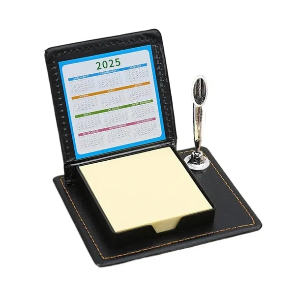 100 Sheets Sticky Note PU Leather Box Set w/Pen Holder