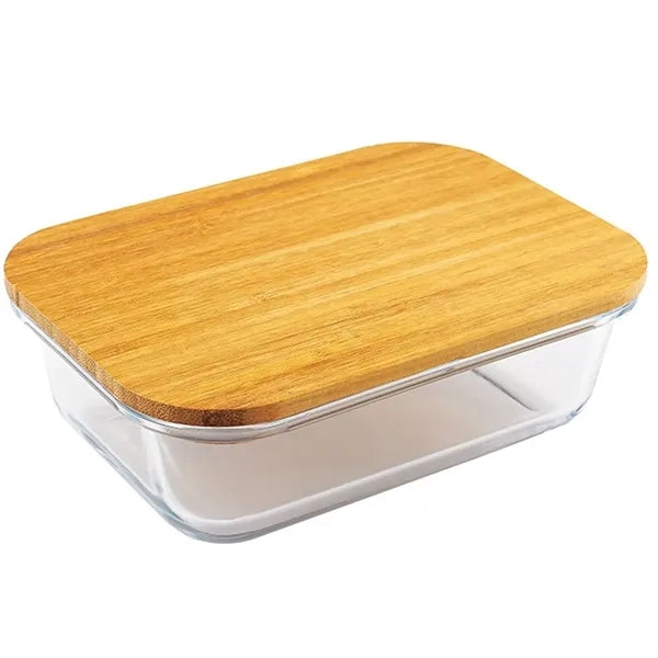 23oz Bamboo Lid Clear Glass Lunch Bento Box