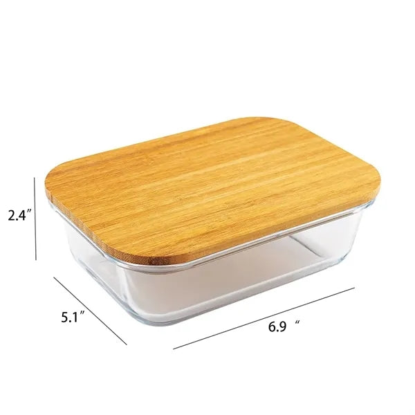 23oz Bamboo Lid Clear Glass Lunch Bento Box