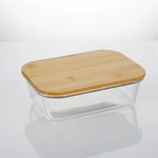 23oz Bamboo Lid Clear Glass Lunch Bento Box