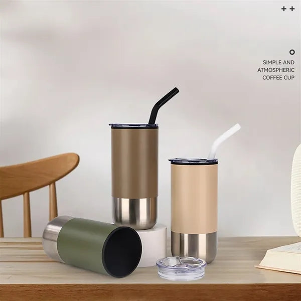 16oz Stainless Steel Vacuum Insulated Tumbler w/ Straw