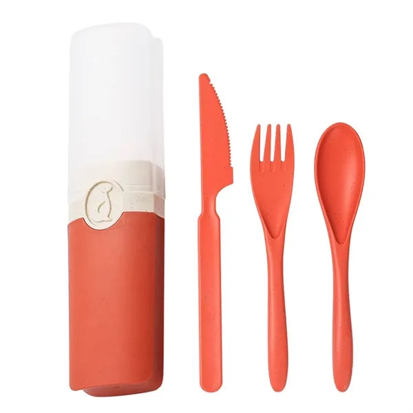 Wheat Straw Knife Fork Spoon Cutlery Set w/ Box