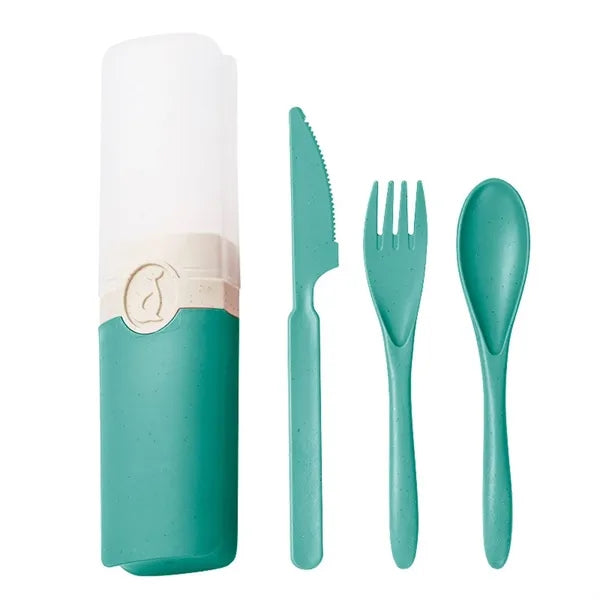 Wheat Straw Knife Fork Spoon Cutlery Set w/ Box