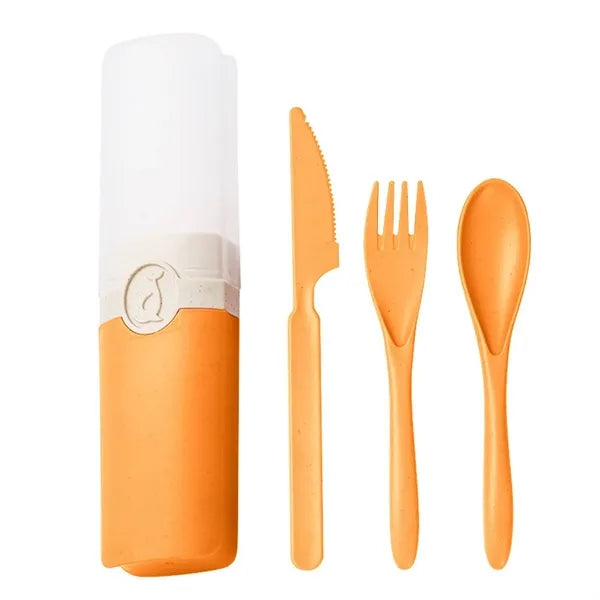 Wheat Straw Knife Fork Spoon Cutlery Set w/ Box