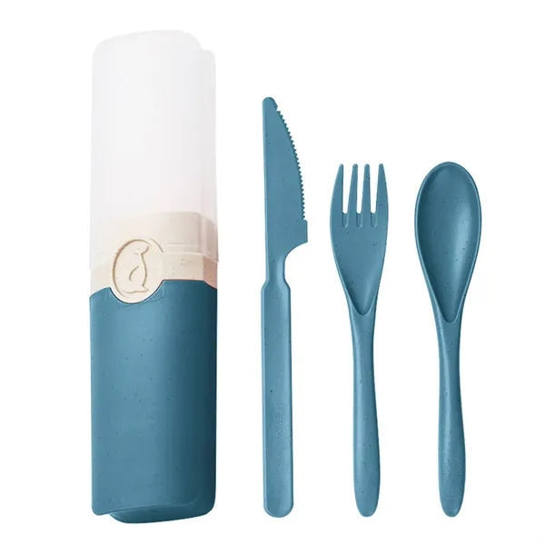 Wheat Straw Knife Fork Spoon Cutlery Set w/ Box