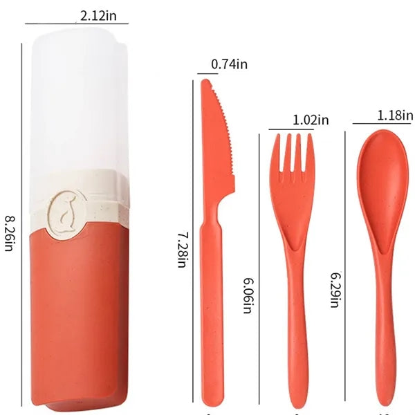 Wheat Straw Knife Fork Spoon Cutlery Set w/ Box